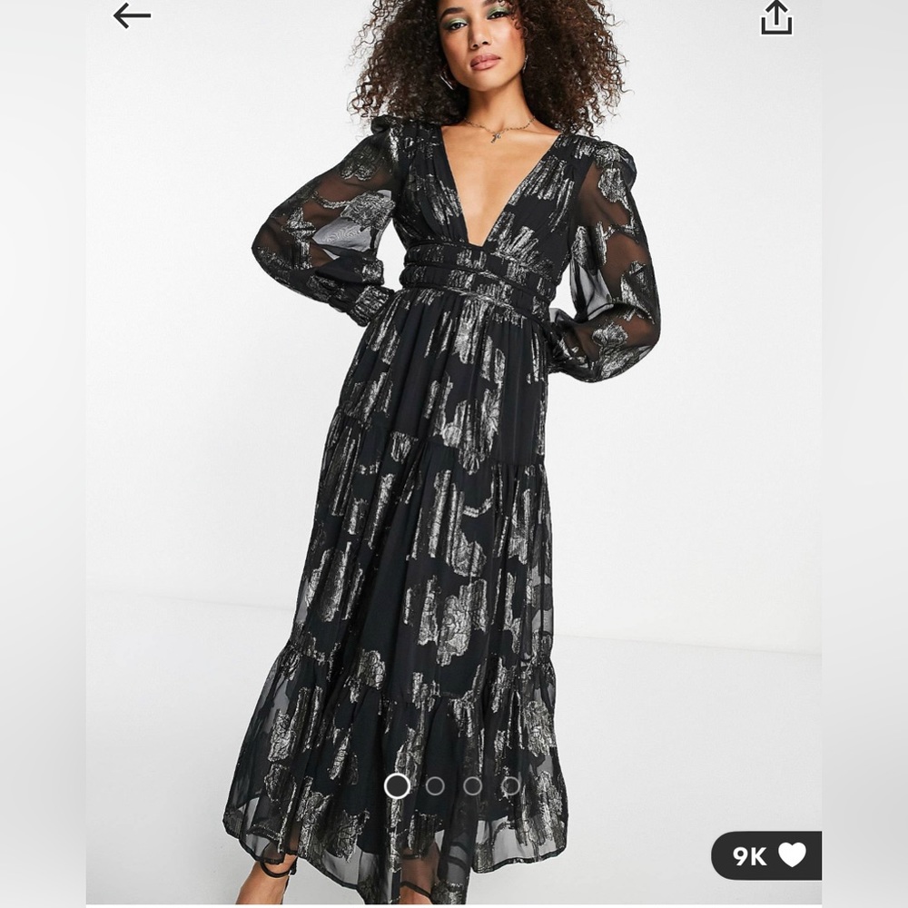 ASOS Design metallic channel detail midi dress - size 12